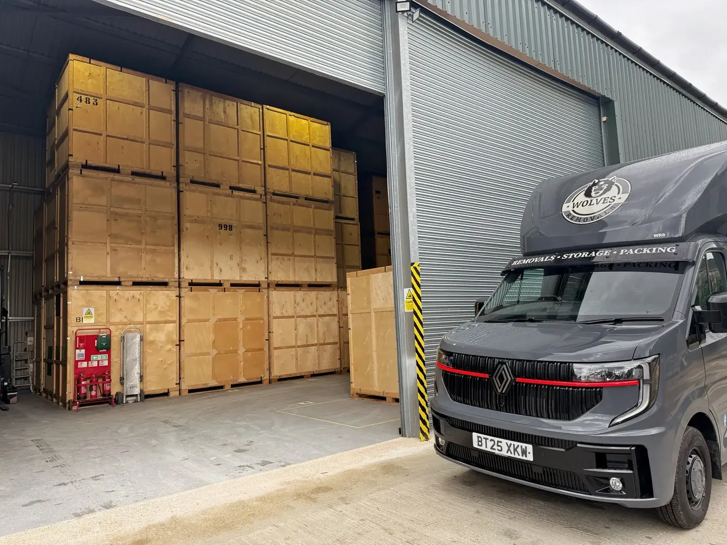 Storage containers and van at the Wolves Storage Sussex facility